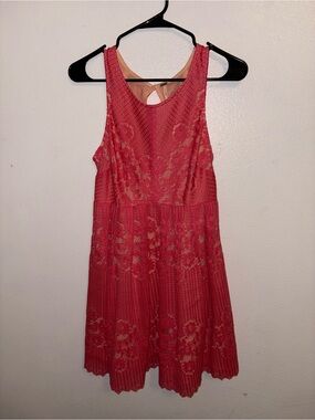 Free People Peach/Pink Rocco Lace Dress Size 6
